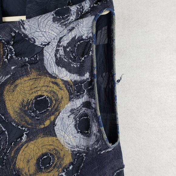 Women's One Size Open Front Lagenlook Vest Blue Celestial Moon Print Art To Wear - Picture 8 of 10